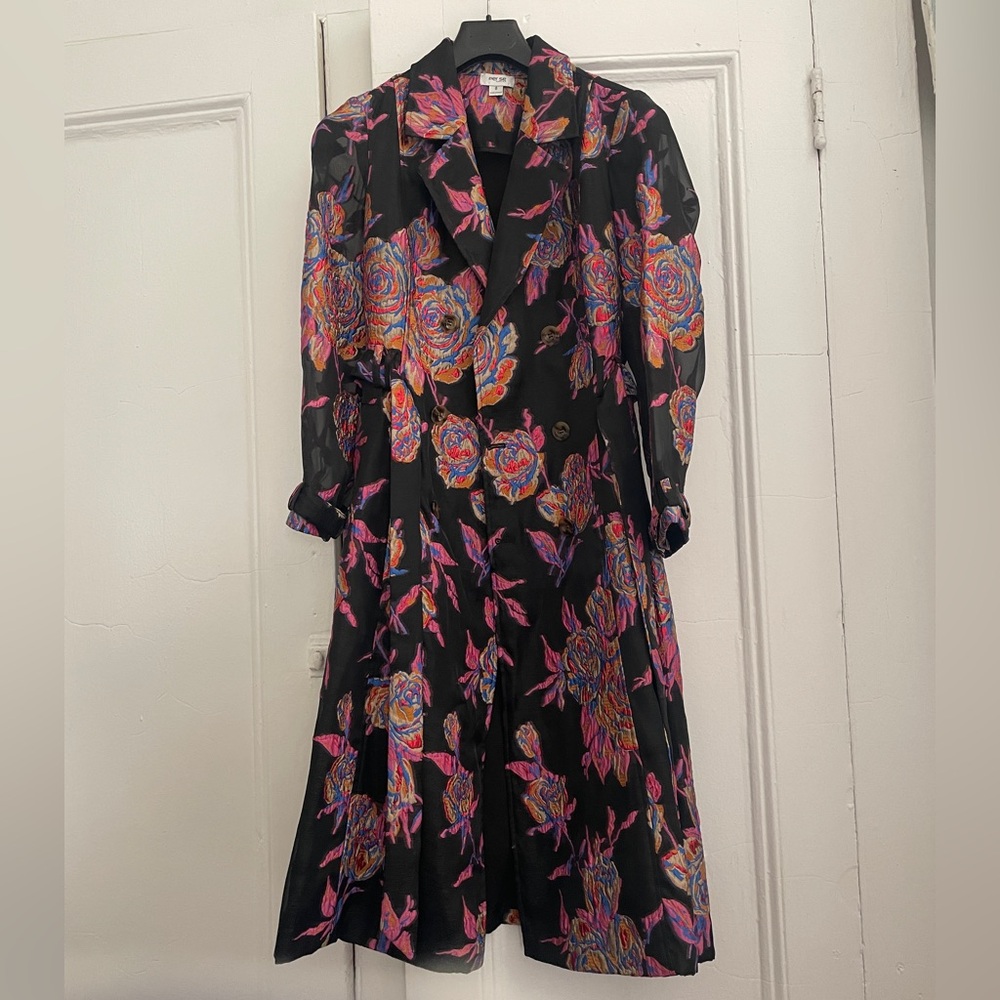 Carlisle perse Trench coat/dress Floral Dress black &Pink & Purple